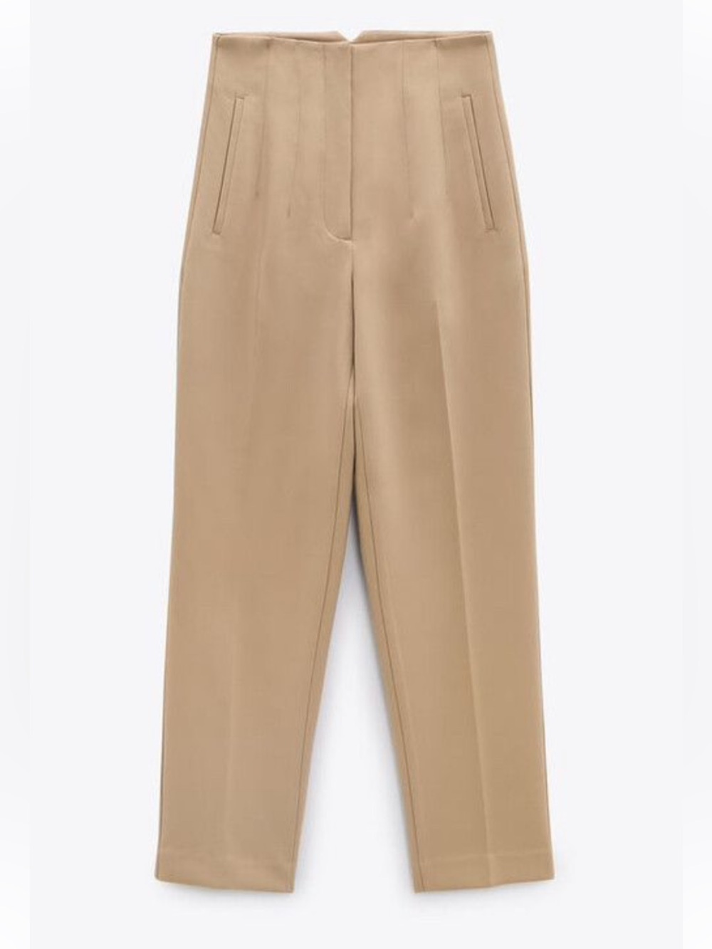 ZARA NWT Tailored Tapered Trousers – Small – Camel Beige Blogger Favorite